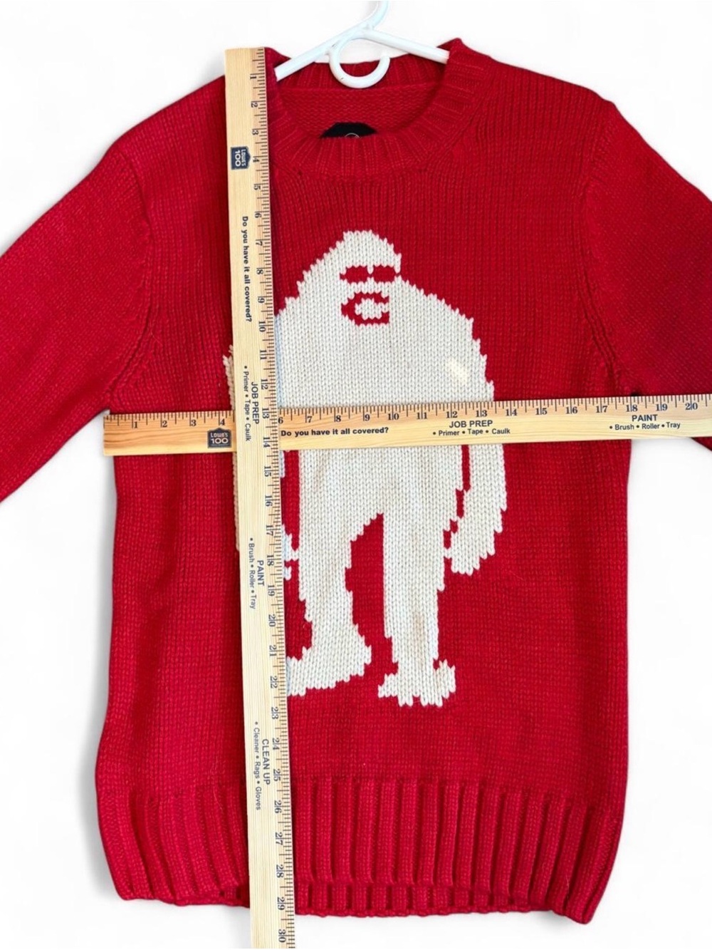 Airblaster OG Sassy Sasquatch Sweater Red White Big Foot Yeti Mens Small NWT - Picture 7 of 7